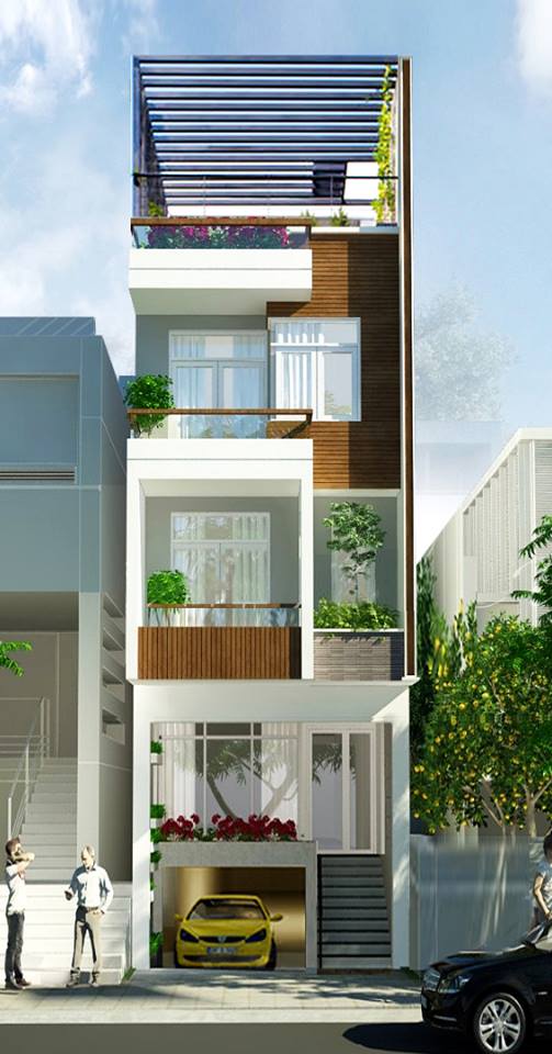 Thiết kế thi công đồ gỗ nội thất nhà ống 5 tầng